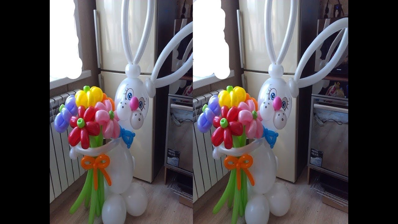 Заяц из воздушных шаров своими руками. Rabbit of balloons with their own hands.