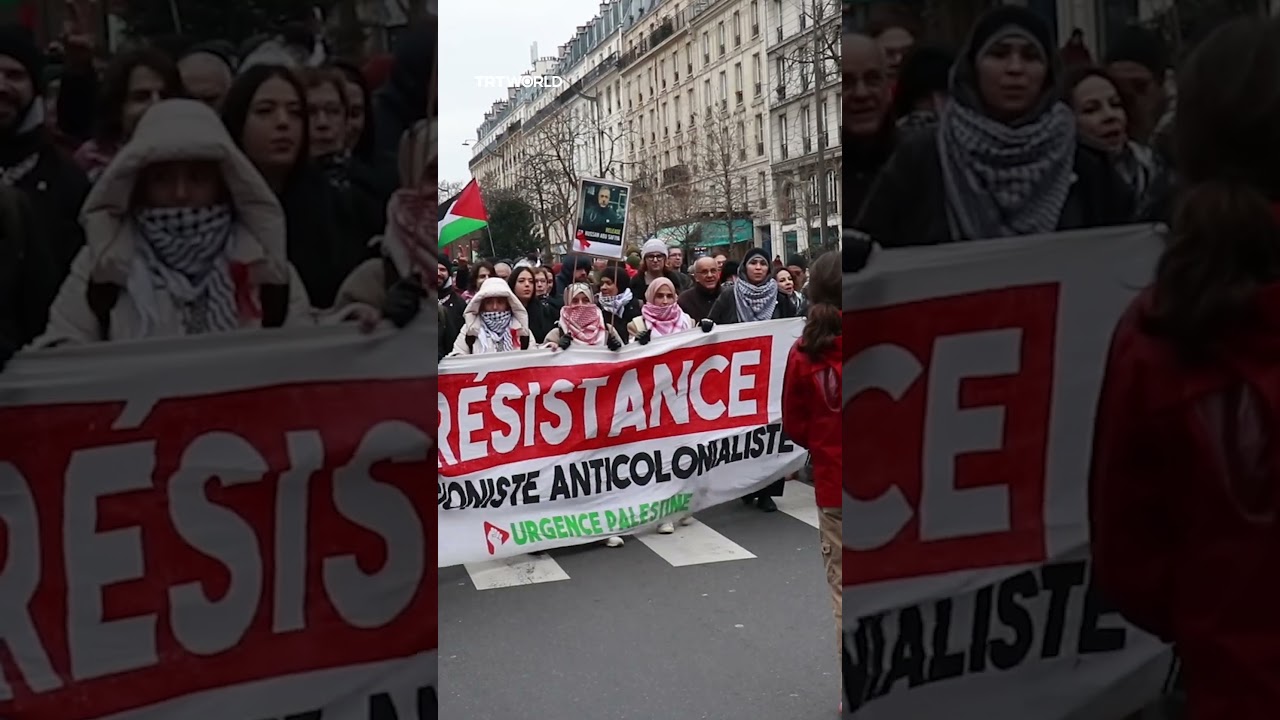 В Париже прошли пропалестинские протесты против нарушений Израилем режима прекращения огня в сект...
