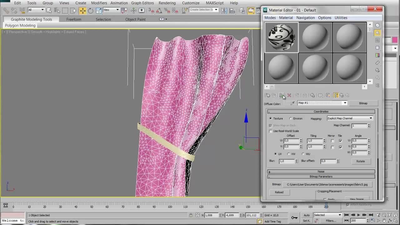 Моделирование шторы с подвязкой в 3ds max