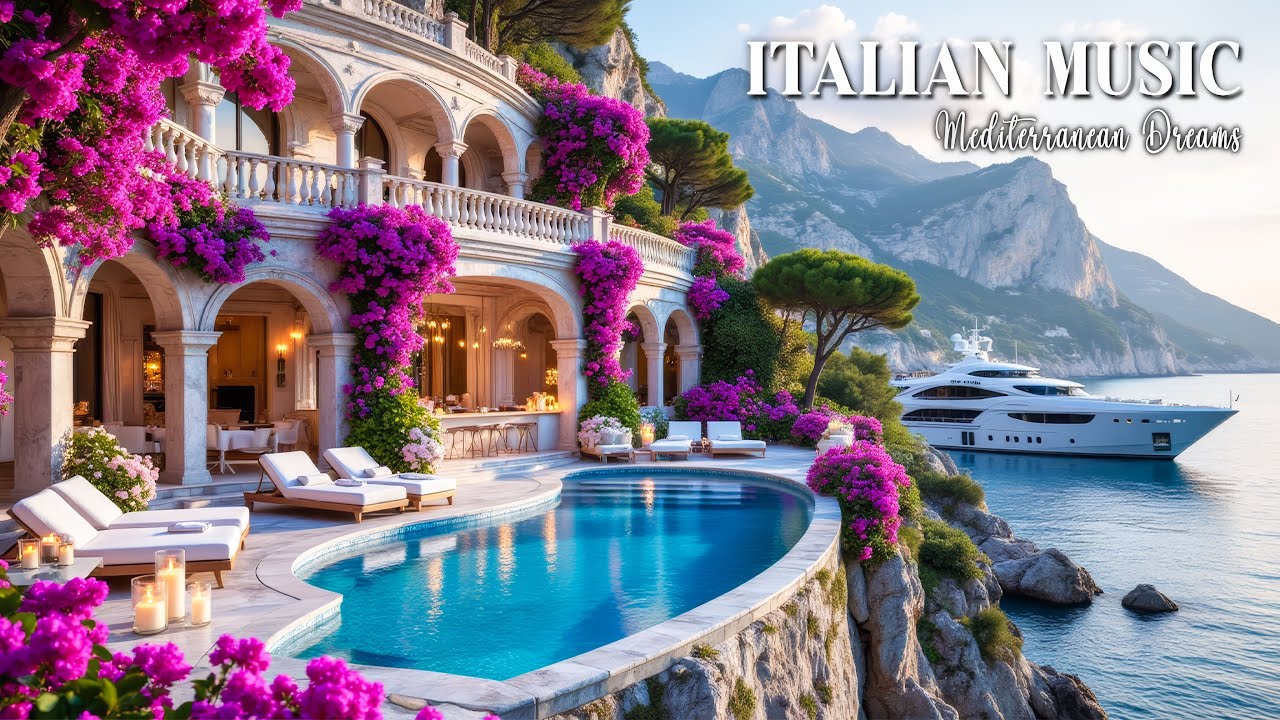 Amalfi Coast Italy 🌊 Relaxing Italian Music & Mediterranean Coastal Vibes 4K