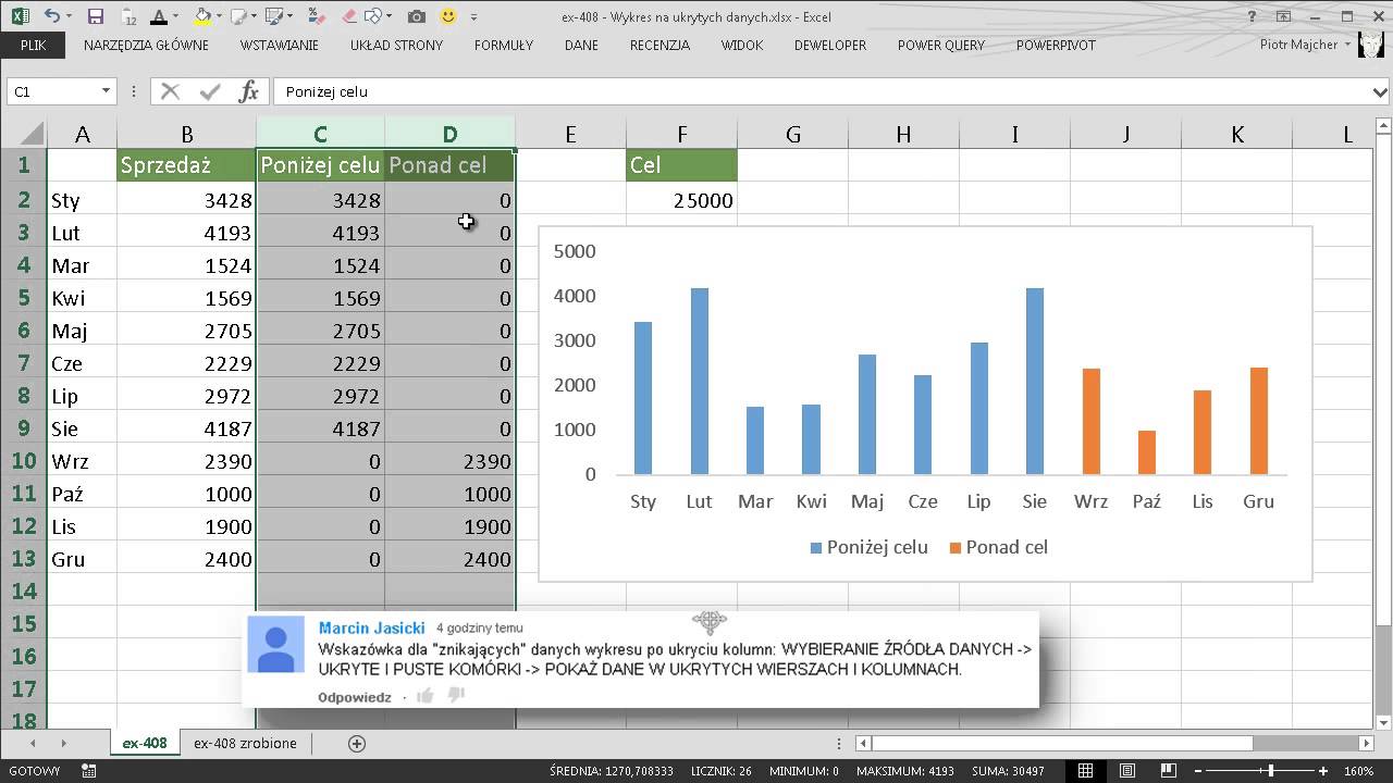 excel-408 - Wykres na ukrytych danych