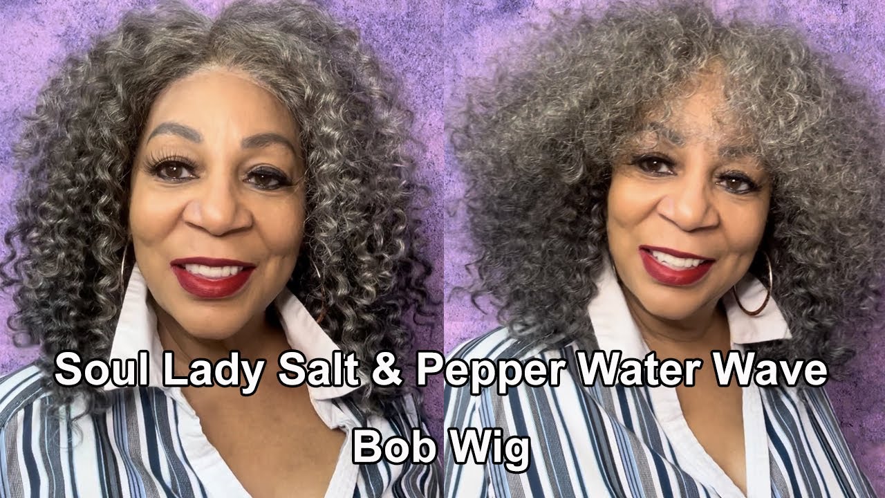 Salt & Pepper Bob Wig with Bangs Out of the Box to Combed-Out Look|Soul Lady Wigs x Magdaline1ONLY