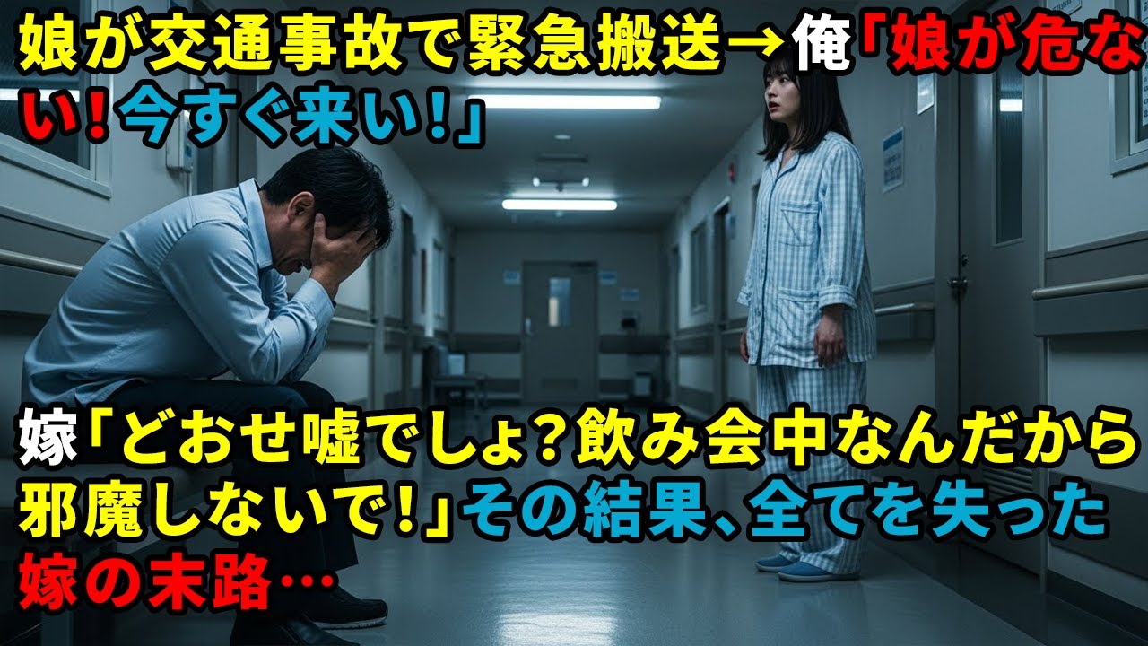 娘が交通事故で緊急搬送→俺「娘が危ない！今すぐ来い！」嫁「どおせ嘘でしょ？飲み会中なんだから邪魔しないで！」その結果、全てを失った嫁の末路… 【修羅場】