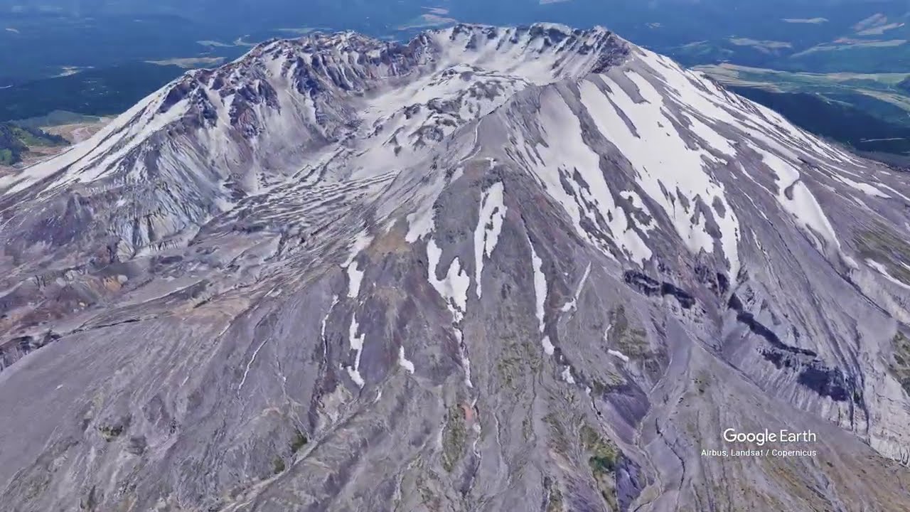 Mount St. Helens Washington Glows Red Over Spirit Lake 