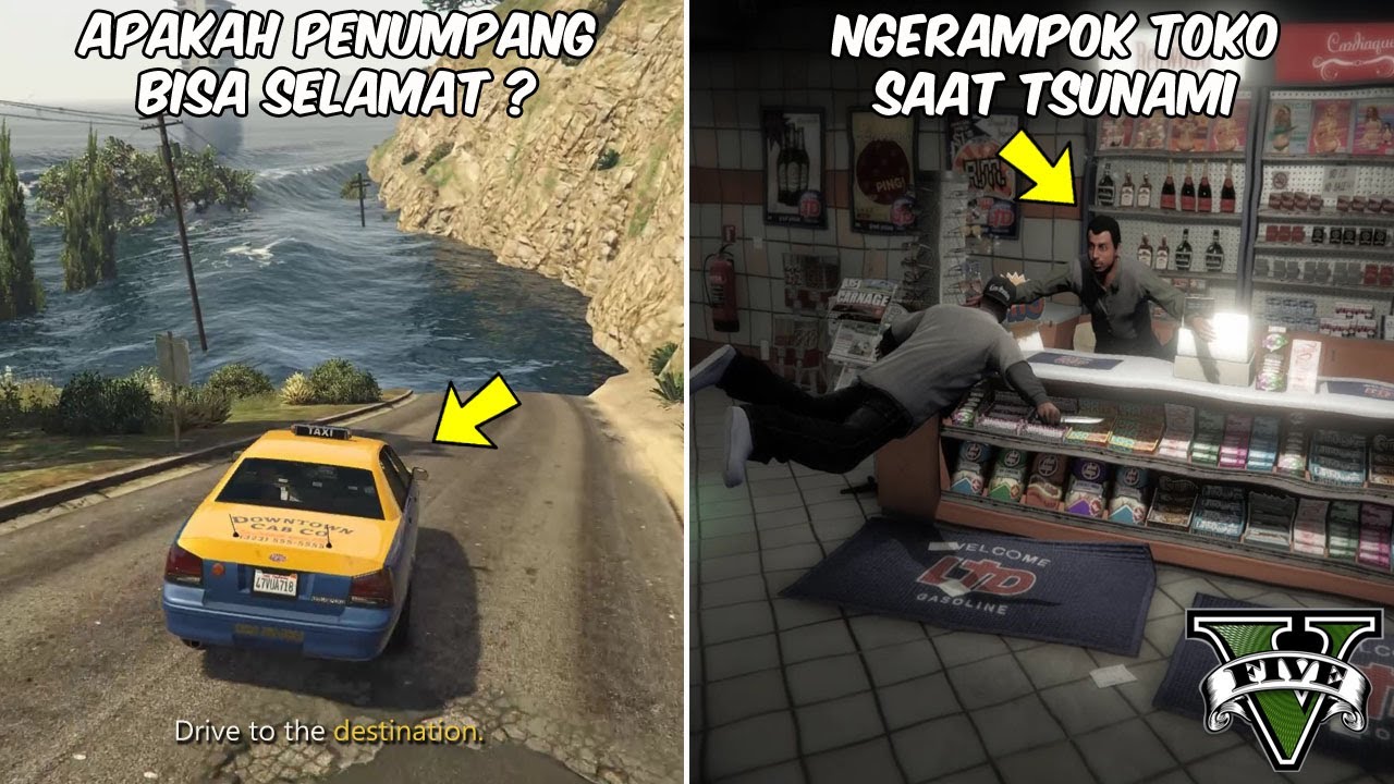 GTA 5 : JADI SOPIR TAKSI SAAT TSUNAMI, BUSTED WASTED, BELI BAJU, BALAPAN, DLL | PERTANYAAN - PART 16
