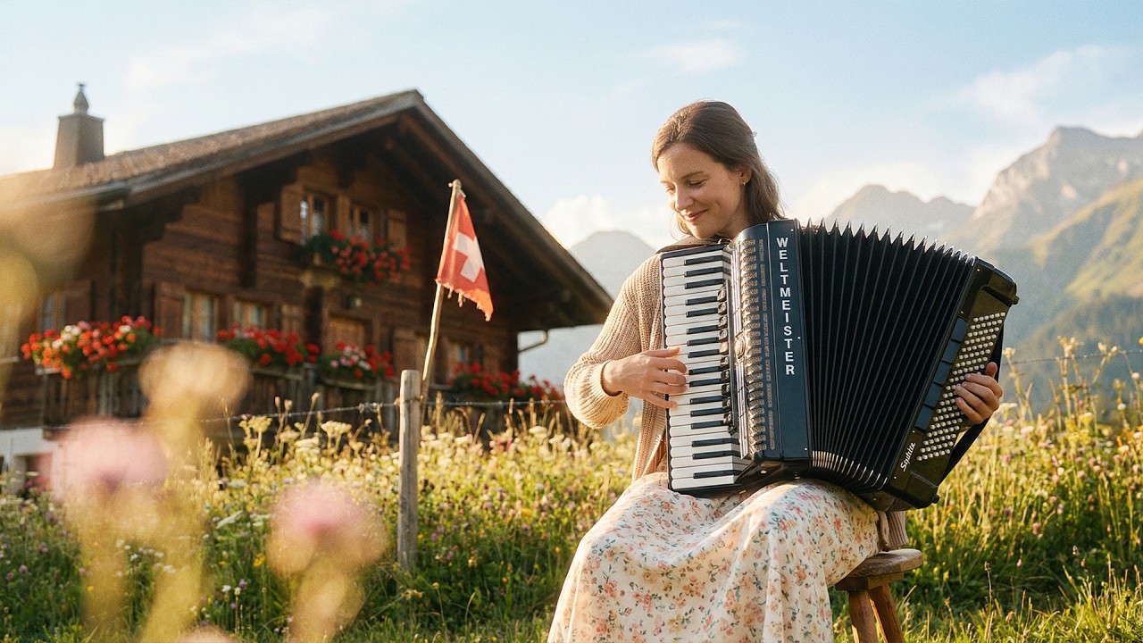 Relaksująca muzyka akordeonowa i najpiękniejsze alpejskie doliny w Szwajcarii