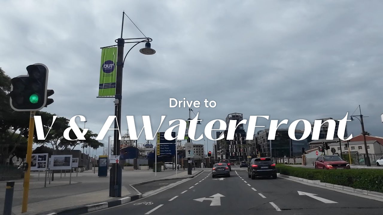 Drive from CT Int Airport to V&A Waterfront | Rainy Day | Cape Town za.