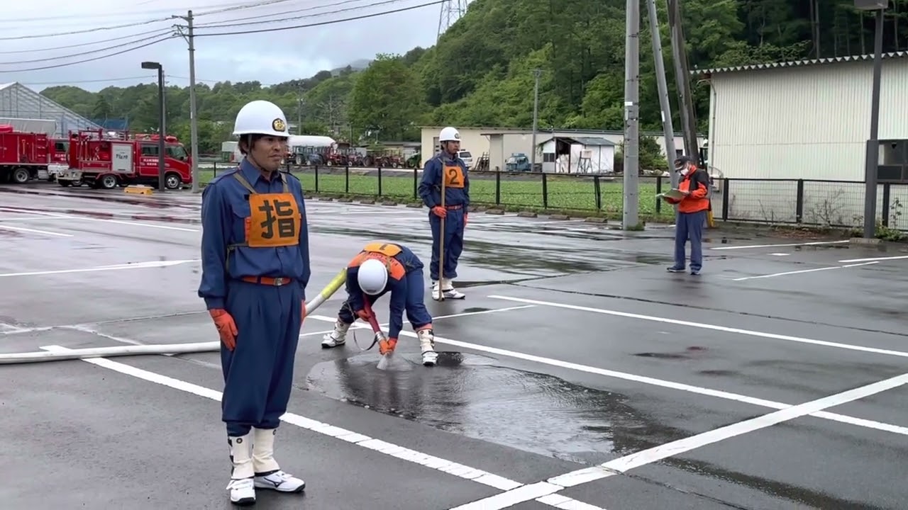 川上村消防団　小型ポンプ操法　練習1