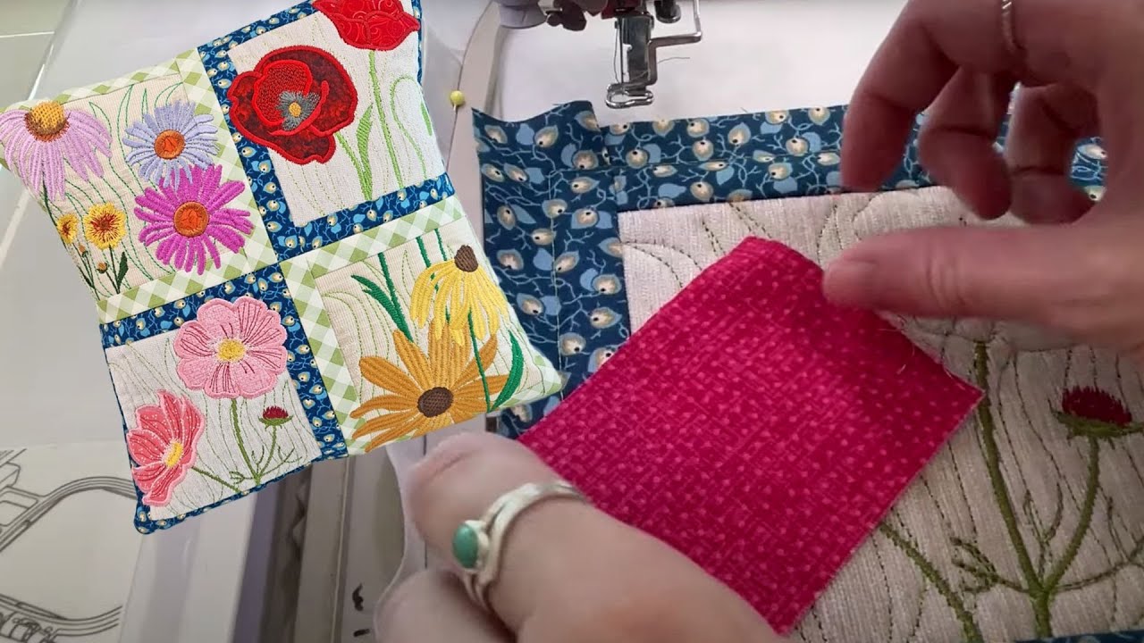 How to make a beautiful WildFlower Window Cushion in the hoop, on embroidery machine