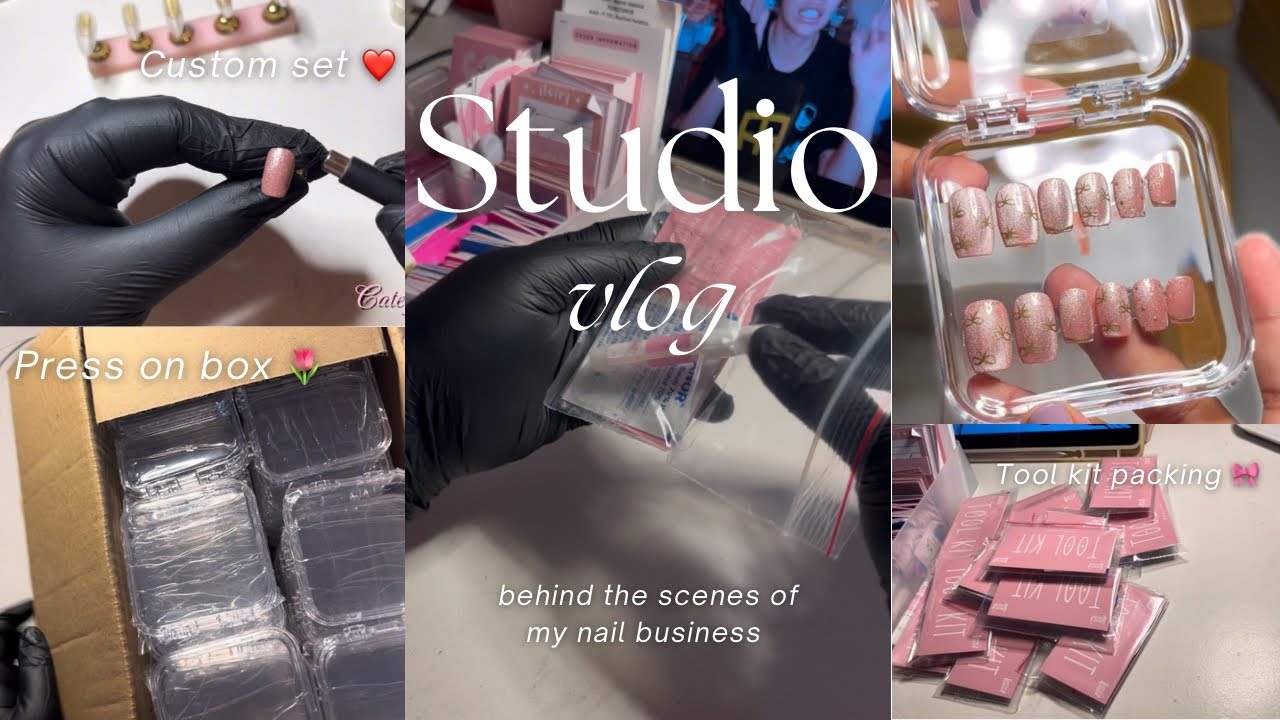 Nail studio vlog💅🎀| unboxing supplies 📦and packing orders🎀🫶and being more productive 💫