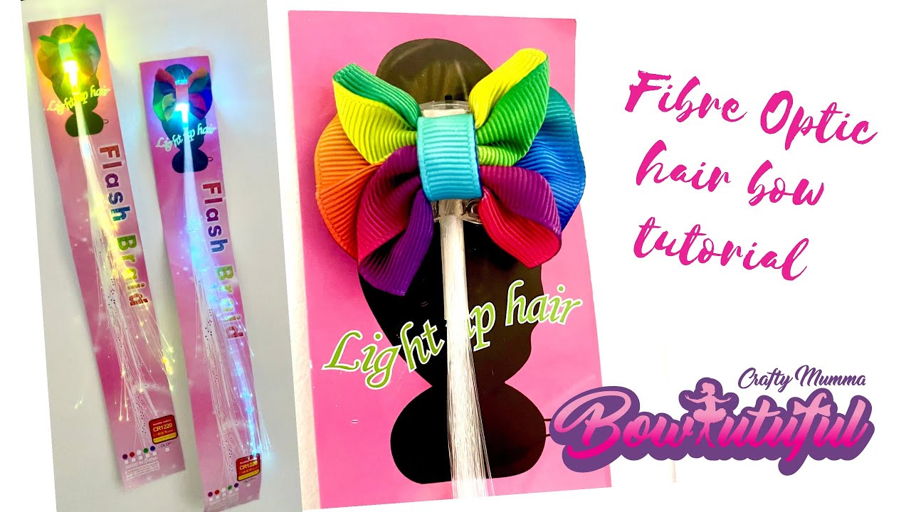 Light up hair braid fibre optic hair bow tutorial. How to make hair bows. Laço.