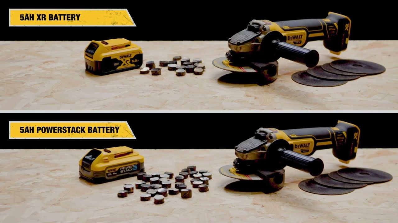 Dewalt Powerstack 5Ah vs 5Ah XR Battery Grinder Test