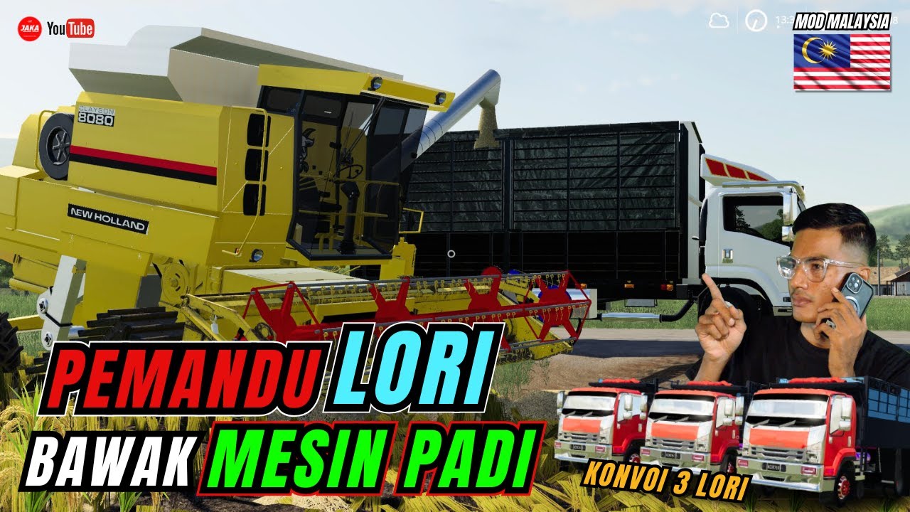 APABILA PEMANDU LORI CUBA BAWAK MESIN PADI  ❗❗ KONVOI 3 BIJI LORI PADI ❗❗ [MOD MALAYSIA]