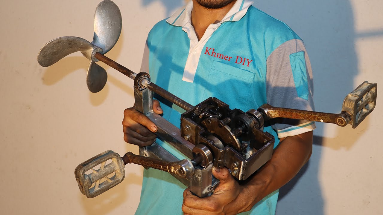 Cool!! Modification Bevel Gear Pedal Drive For Water Bike Boat
