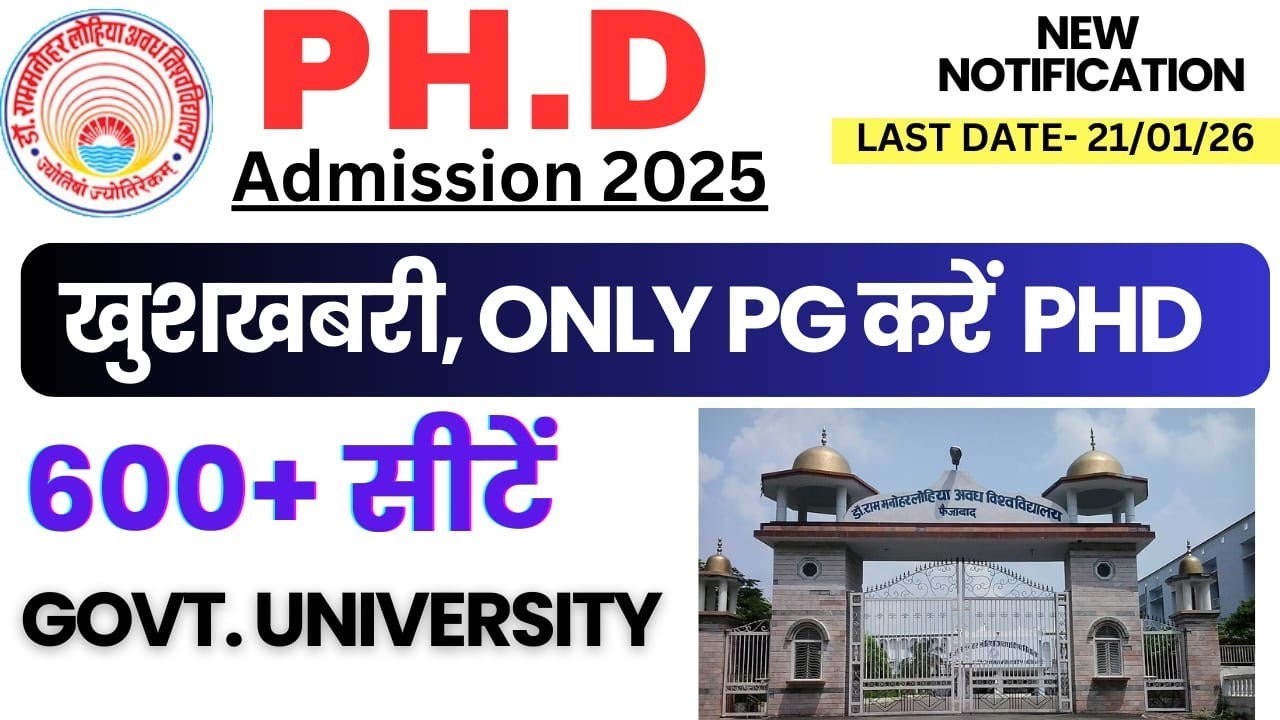 PhD Admission 2025| बिना नेट,PG वाले भी करें आवेदन| MULTIPLE  SUBJECT 