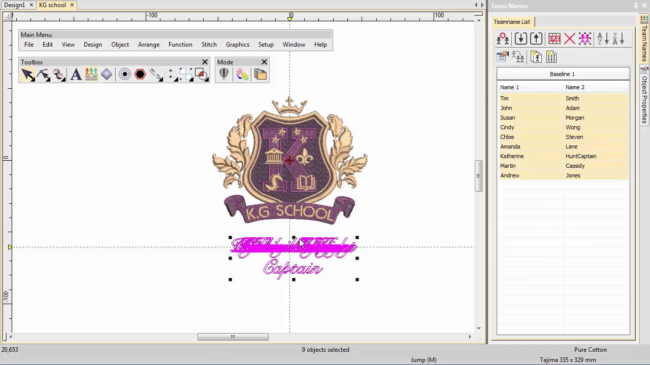 Introduction to Team Names in Wilcom's EmbroideryStudio e4