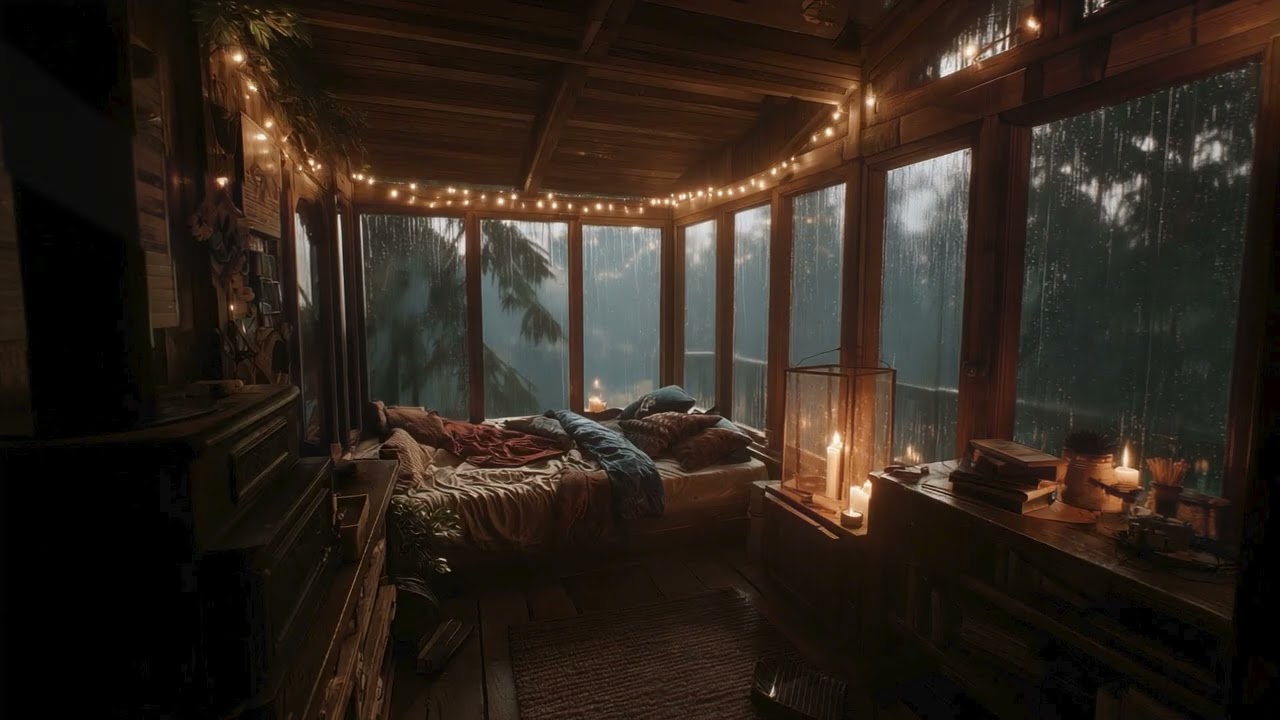 Cozy rain in a treehouse — Fall asleep fast (no ads)