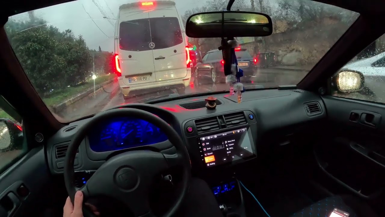 Rainy Morning POV drive | 1996 honda civic hatch
