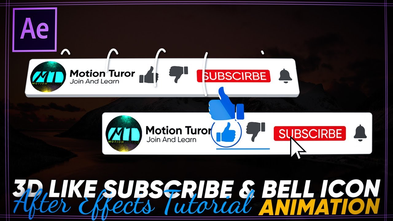 3D Like Subscribe and Bell icon Animation | After Effects Tutorial | No Plugi-Easy Method