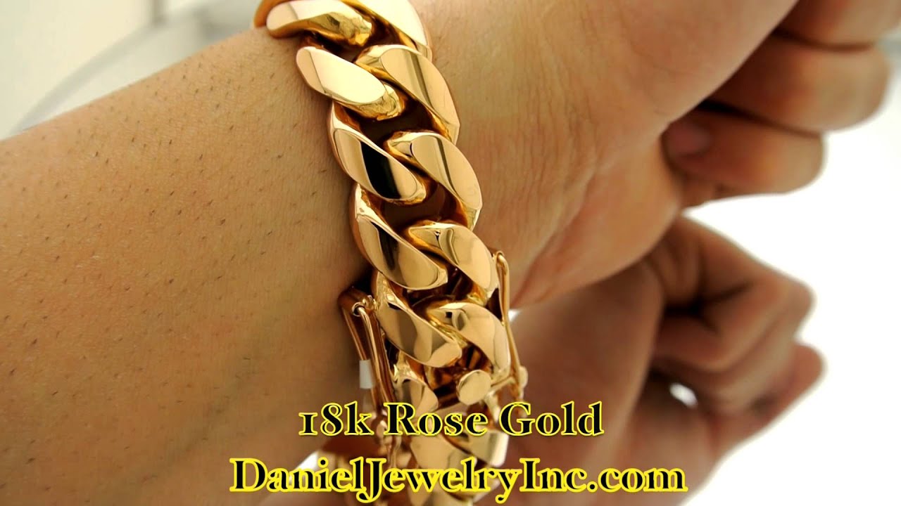 18k Rose Gold Miami Cuban Link Bracelet Daniel Jewelry Inc