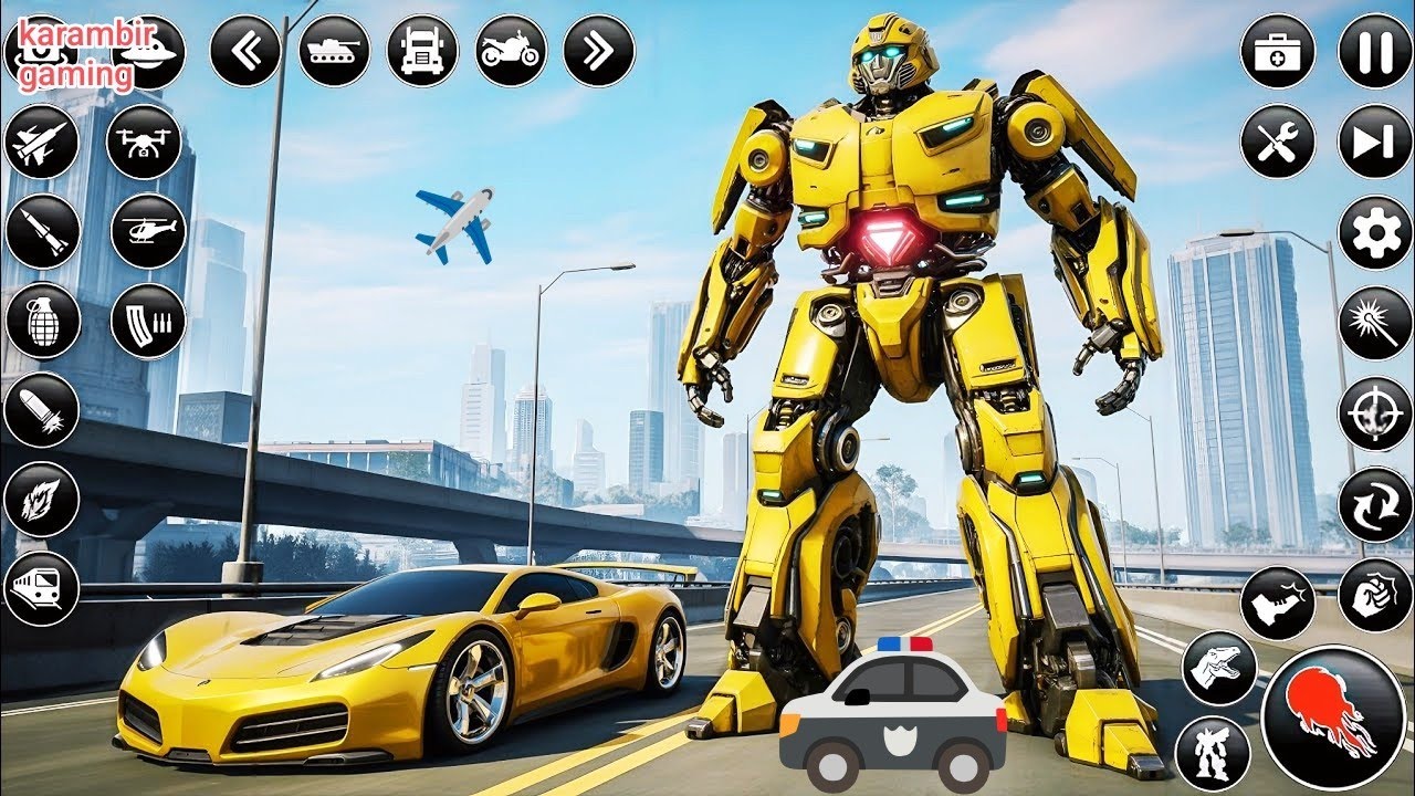 Flying Jet Car Transformation Robot Game Big City Fight All Robots - Android Gameplay