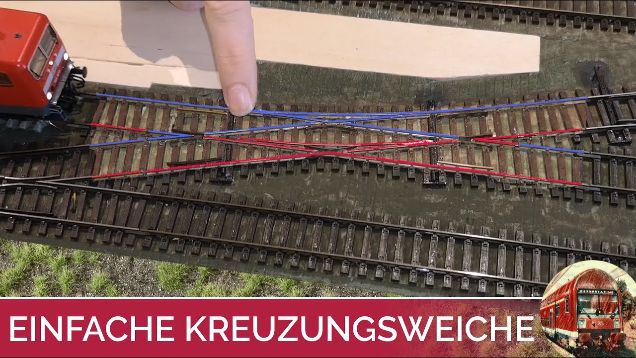 Die Einfache Kreuzungsweiche (EKW) Stromanschluss und Herzstückpolarisierung Modelleisenbahn H0