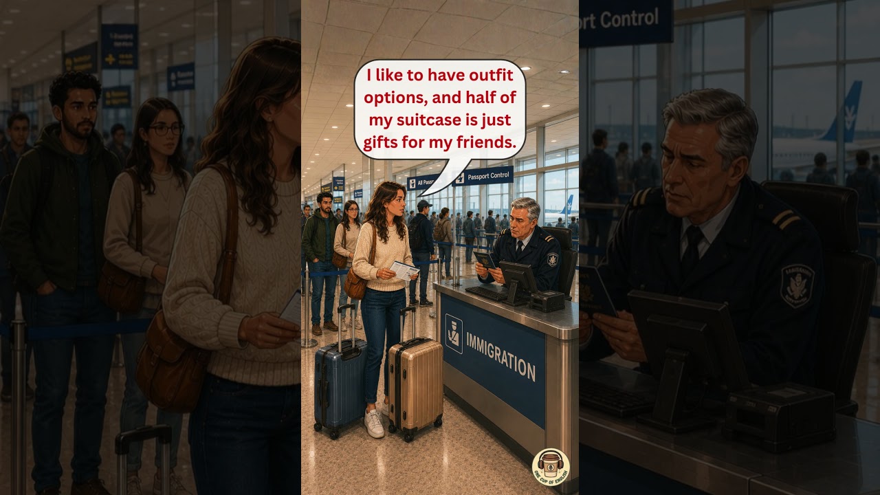 🛂 Border Control English | Too Much Luggage  #englishconversation #immigration  #learnenglish