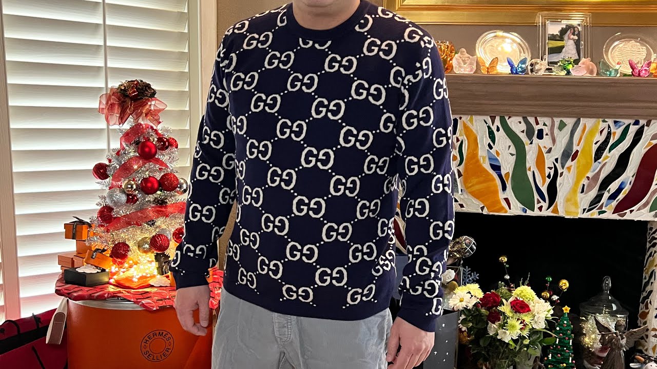 GUCCI UNBOXING !! Wool jacquard GG sweater in blue !