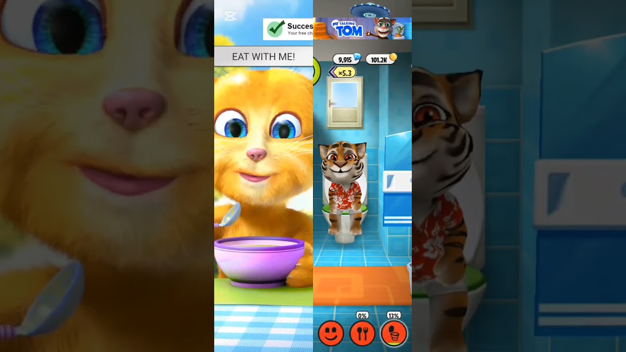 waoo😲Funny Tom Double Screen 😂 | Eating Ginger vs Bathroom Moment | Viral Cartoon Short