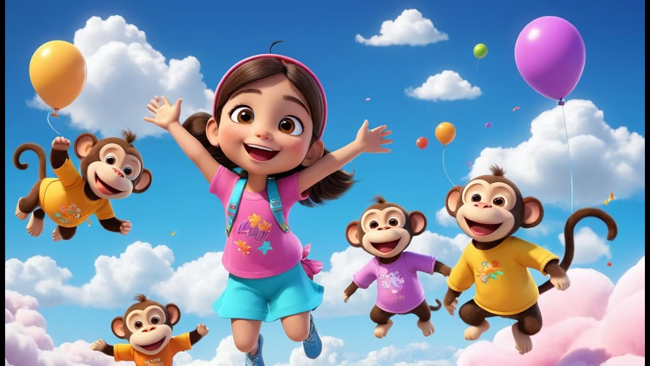 Five Little Monkeys Jump and Laugh | Fun Counting Nursery Rhyme for Kids