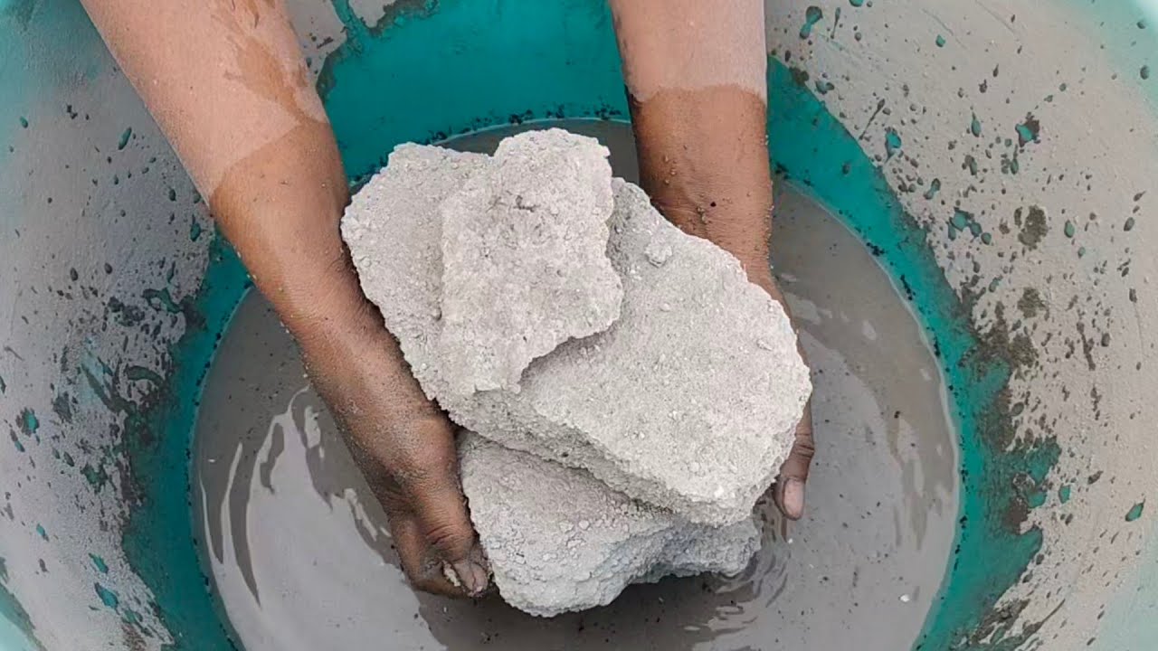 New Awesome texture super duper soft dusty sand cememt white concrete crumbling/pouring in water 💦