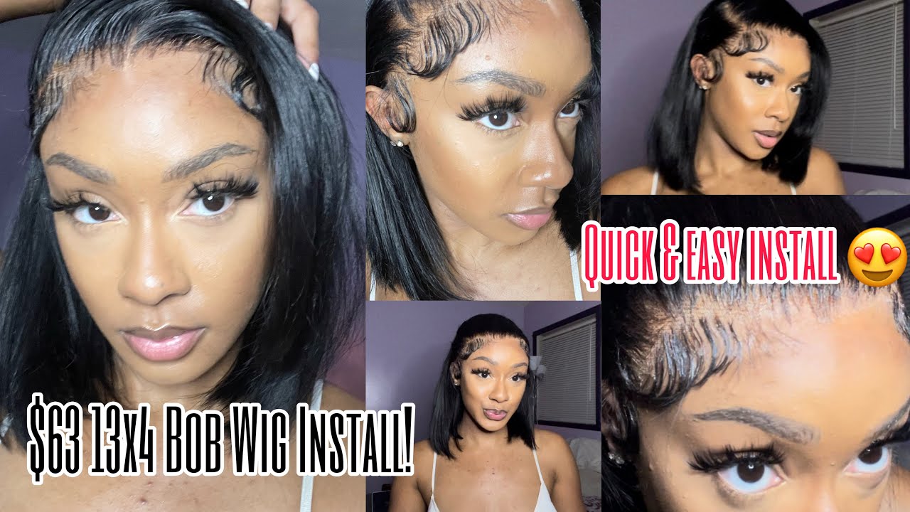 Installing a Amazon Bob Wig | How I Style My Short Bob | $63 FULL 13x4 HUMAN HAIR BOB WIG