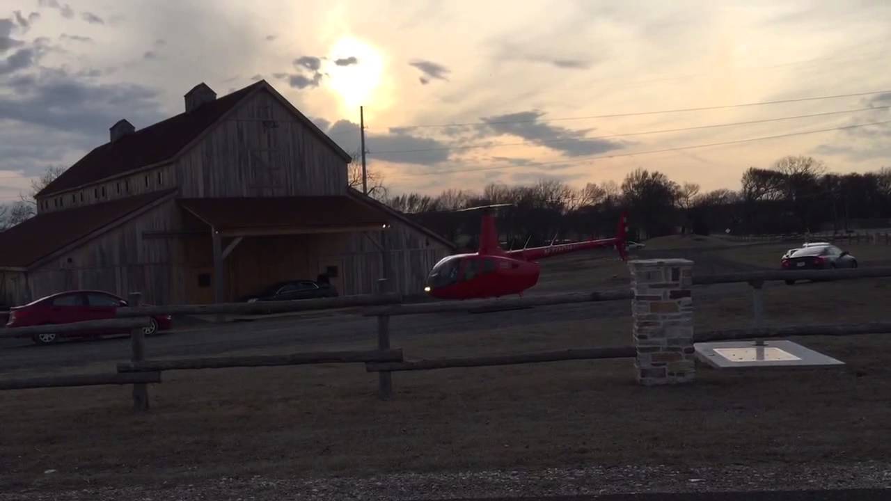 Helicopter Picking Up Bride and Groom at the Venue at Waterstone, Celina, Texas