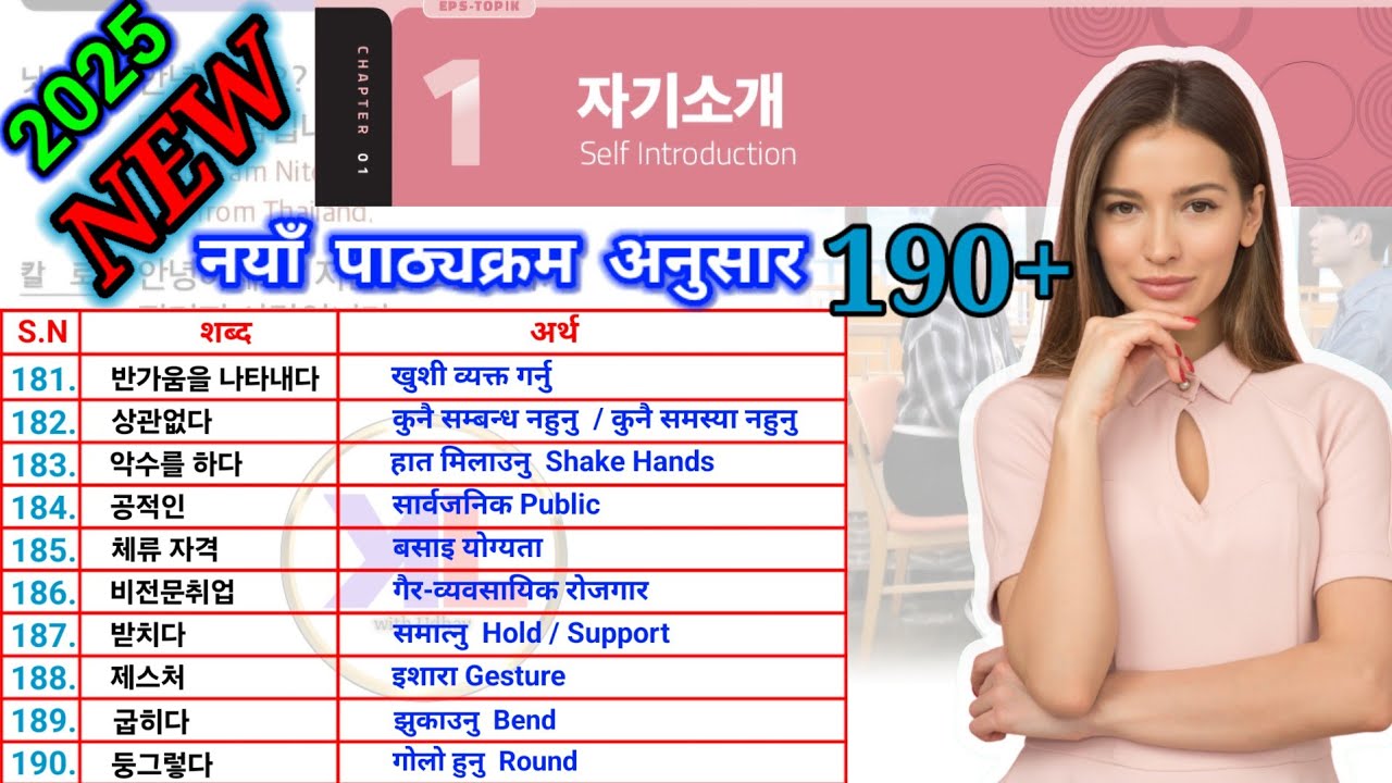 New Most Important Korean Meaning In Nepali | Chapter-1 자기소개 #squidgame