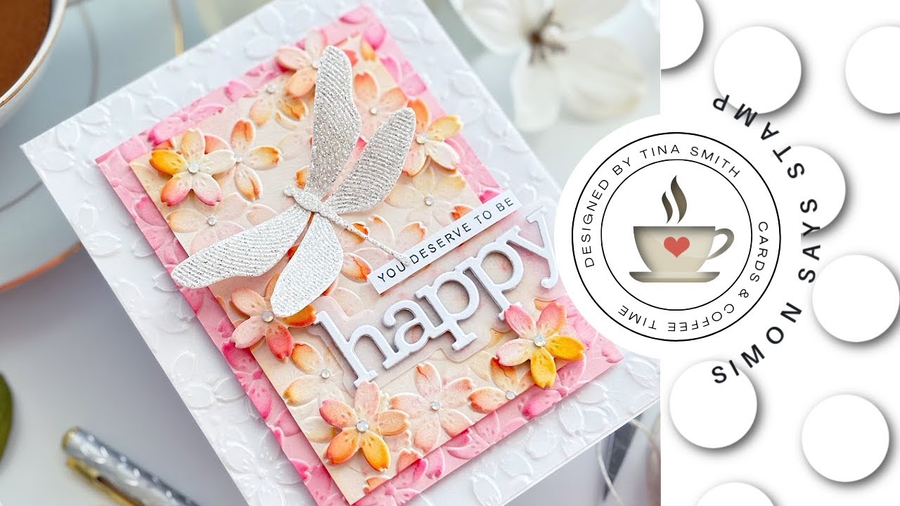 A TRIPLE Layer of Embossing | Whirl Dragon Fly & Cherry Blossoms | Simon Says Stamp Be Bold Release