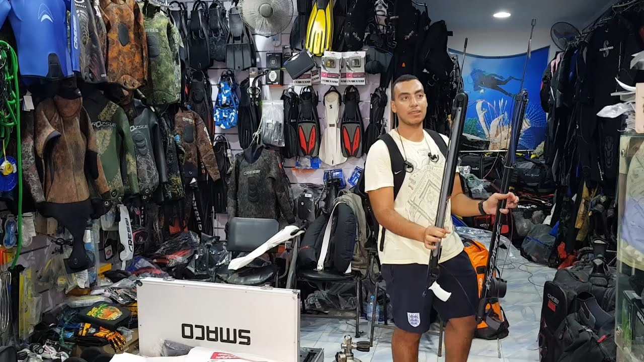 شرح واستعراض لمعدات الغوص والصيد تحت الماء بالهاربون  spearfishing  اليكس سينتر اولاد عبده السادات