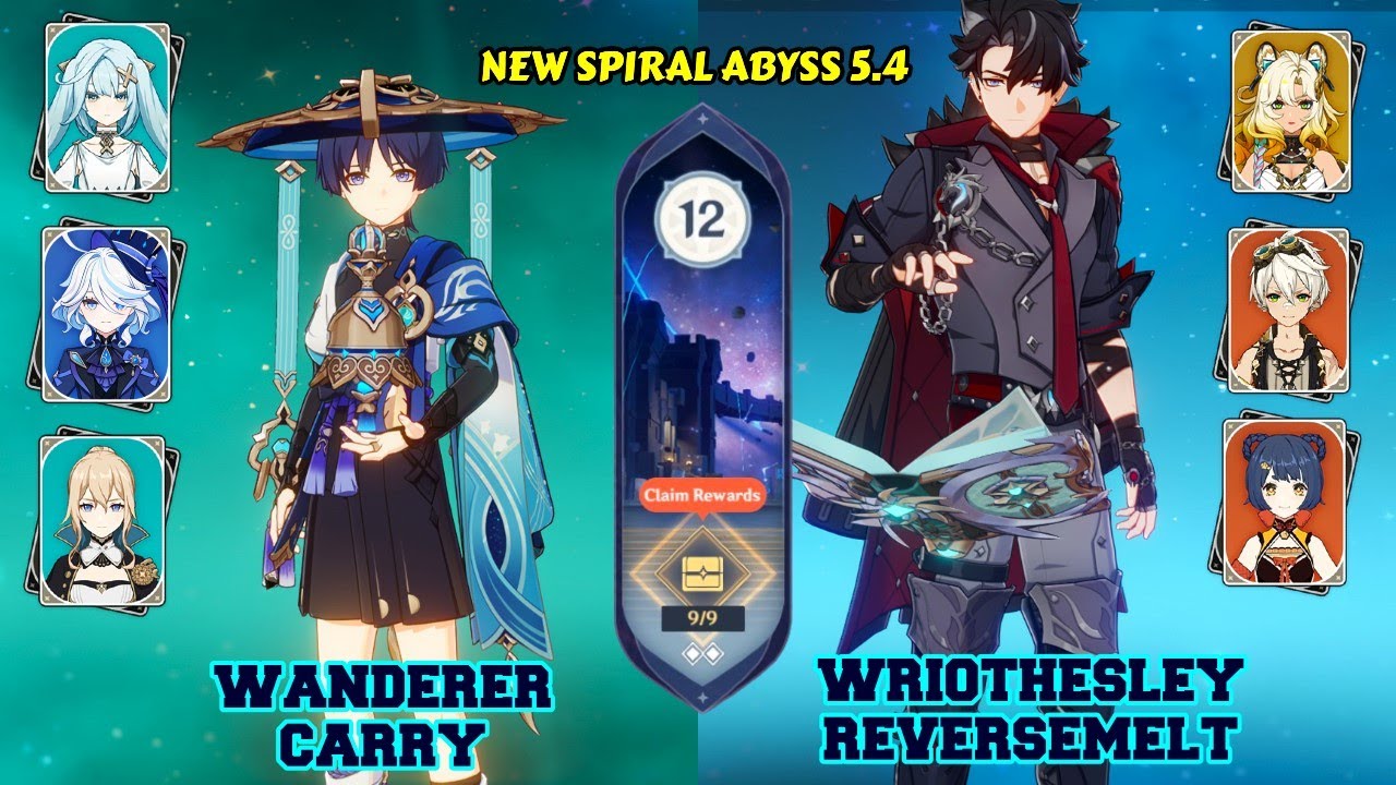 New Spiral Abyss 5.4 | C2 Wanderer Carry & C1 Wriothesley Reverse Melt | Genshin Impact