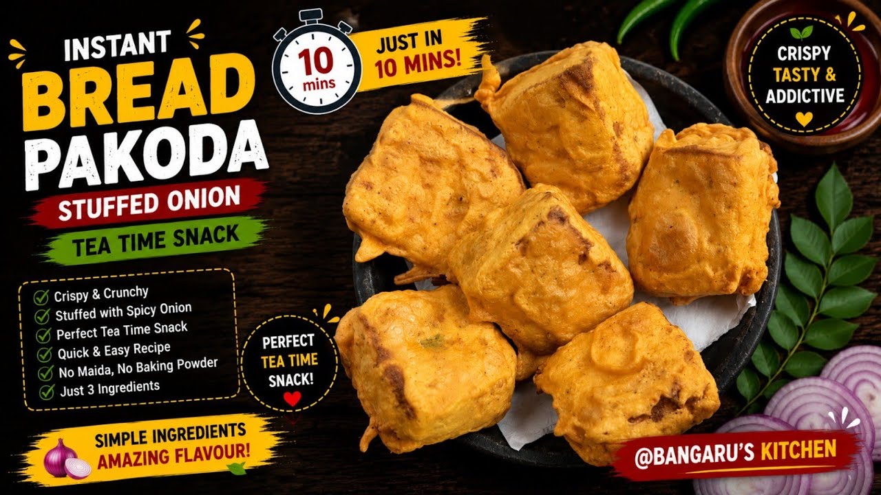 Instant Bread Pakoda with stuffed Onion- just in 10 min|Tea Time Snack- Bread Bajji