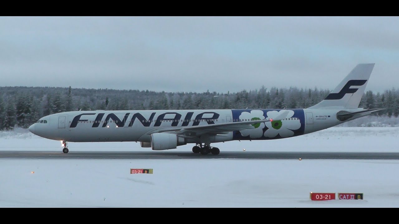 Finnair Airbus A330-300 Snowy Landing at Rovaniemi Airport