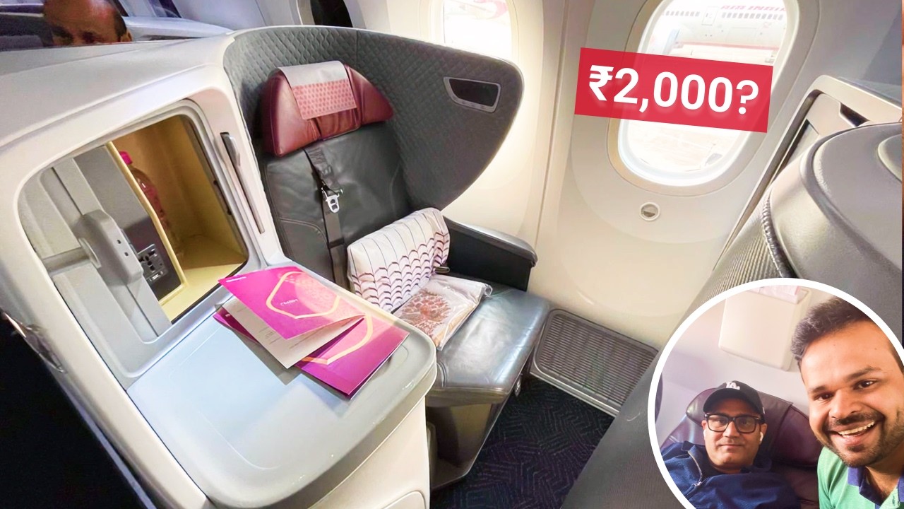 Met Virendra Sehwag on my ₹2000 Business Class Journey! | Mumbai to Dubai | Air India Flight Review