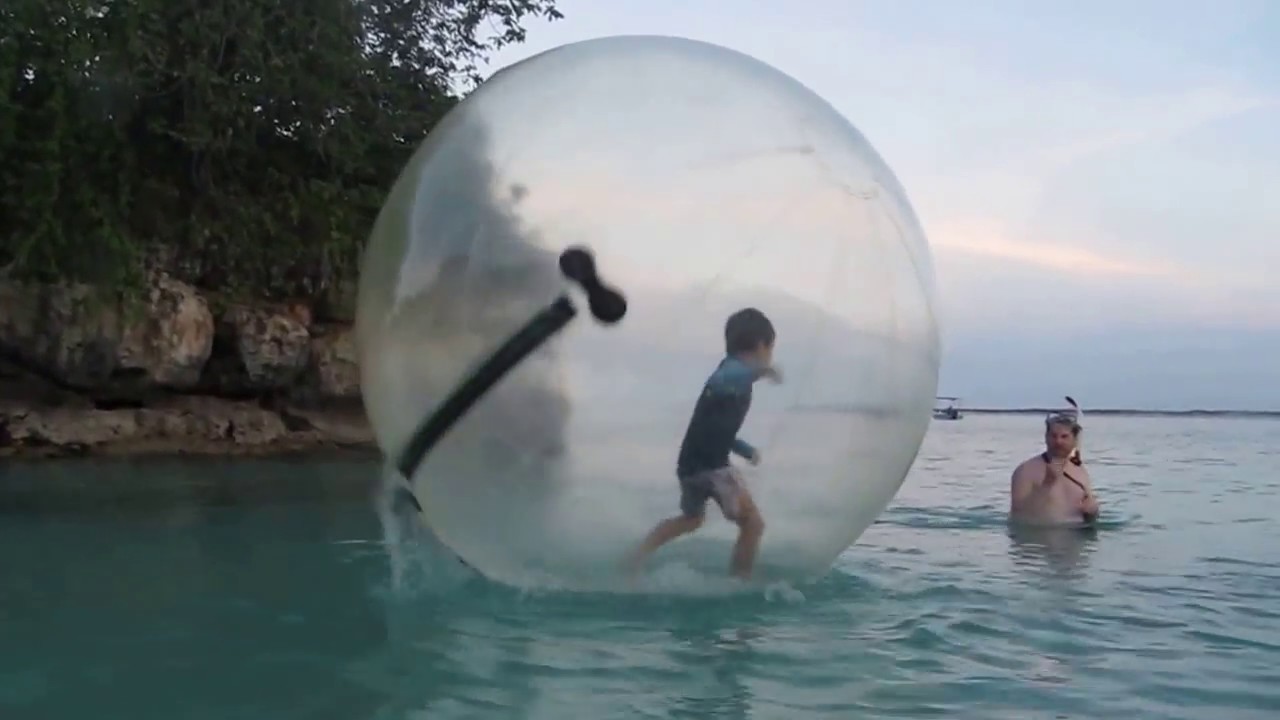 Best fun with a Waterball, walking on the water, fun on a sea