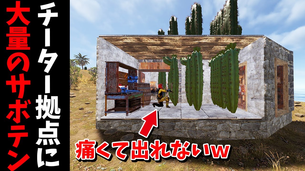 サボテンが邪魔で拠点から出れないチーターを見て楽しんでみた【RUST 実況】