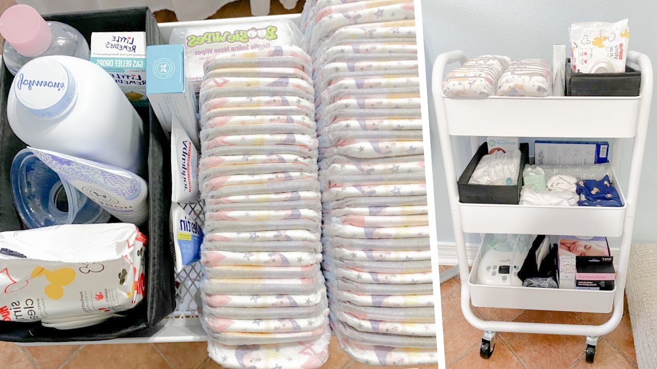 Bedside Nursery Cart Organization & Tour | Pregnancy Vlog