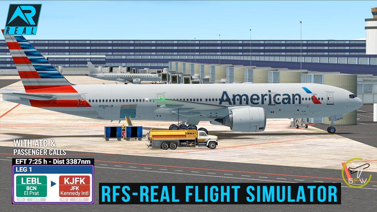 RFS - Real Flight Simulator- Barcelona to New York||FullFlight||B777||AmericanAirlines|FHD|RealRoute