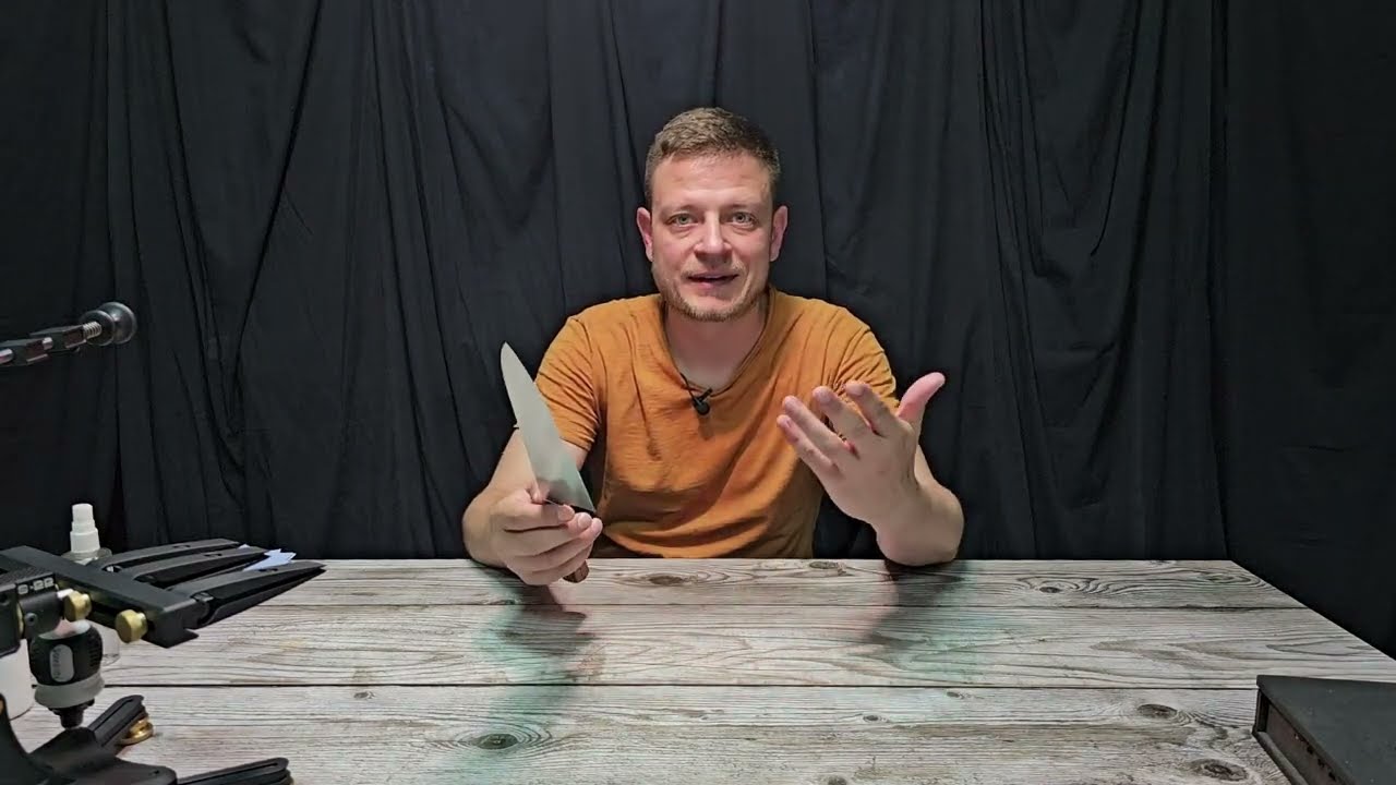 Заточка шеф ножа работы Васильева и Сазонова. Камни Naniwa Chosera. LXP Mechanics S-22.