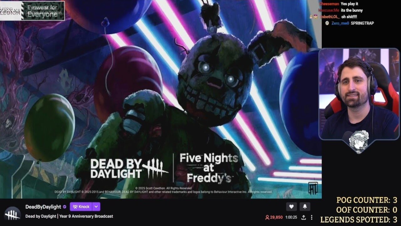 Otzdarva Reacts to DBD X Five Nights at Freddy's | New Killer & Map! | 9th Anniversary Livestream