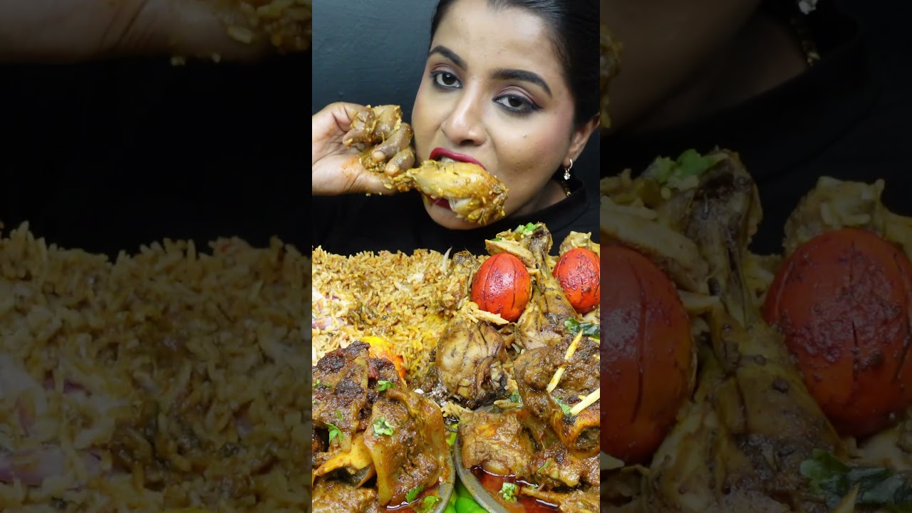 ASMR Eating Spicy Mutton Josh,Chicken Dum Biryani,Liver Fry,Egg Curry Big Bites ASMR Eating Mukbang