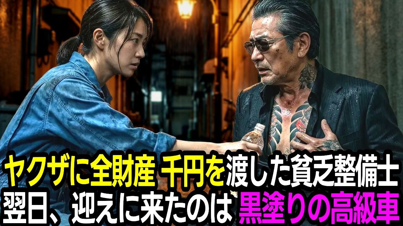 倒れたヤクザを助け、1000円を渡した貧しい母親。しがない整備士の彼女の職場に翌日、何十台もの黒塗りの高級車が現れ…