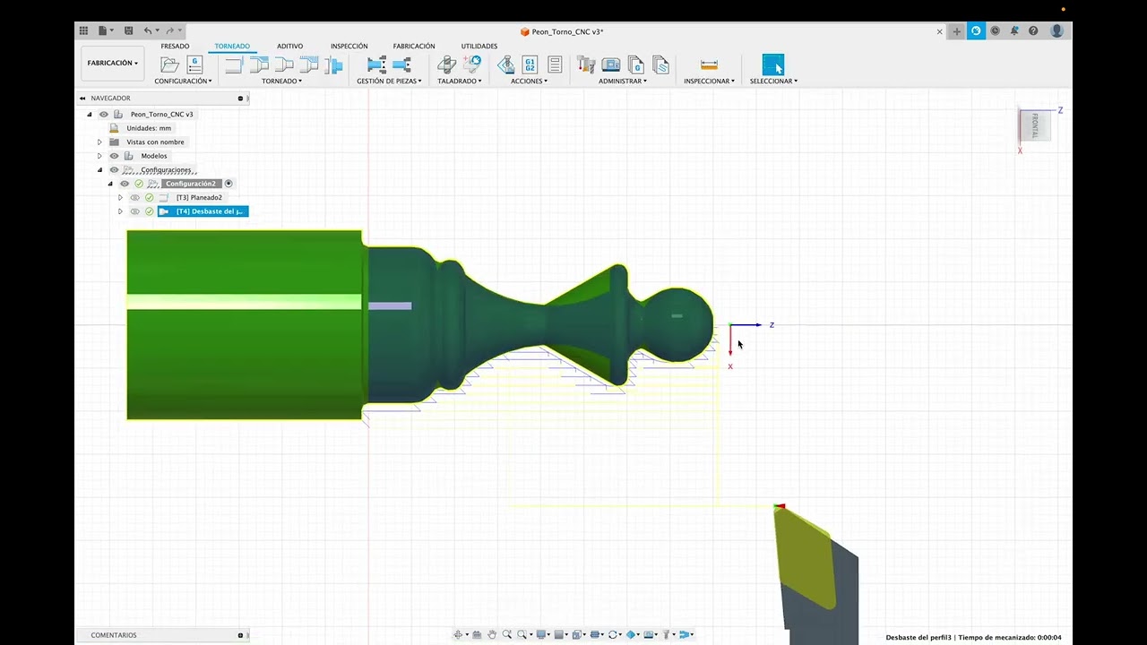 Simulación de Maquinado CNC Fusion 360 (Torno)