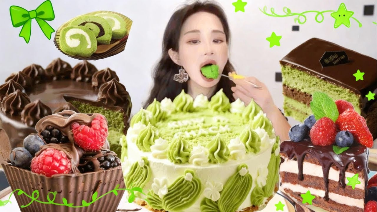 Asmr🍰Eating Matcha Cream Cake🍰 (Soft And Waxy Sound) 크림丨먹방丨Mukbang丨Satisfying丨Eatings